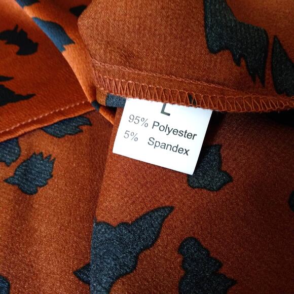 Women L Animal Print Mock Neck Blouse Top Career Work Classic Chic Boho Mob Wife - Picture 8 of 11